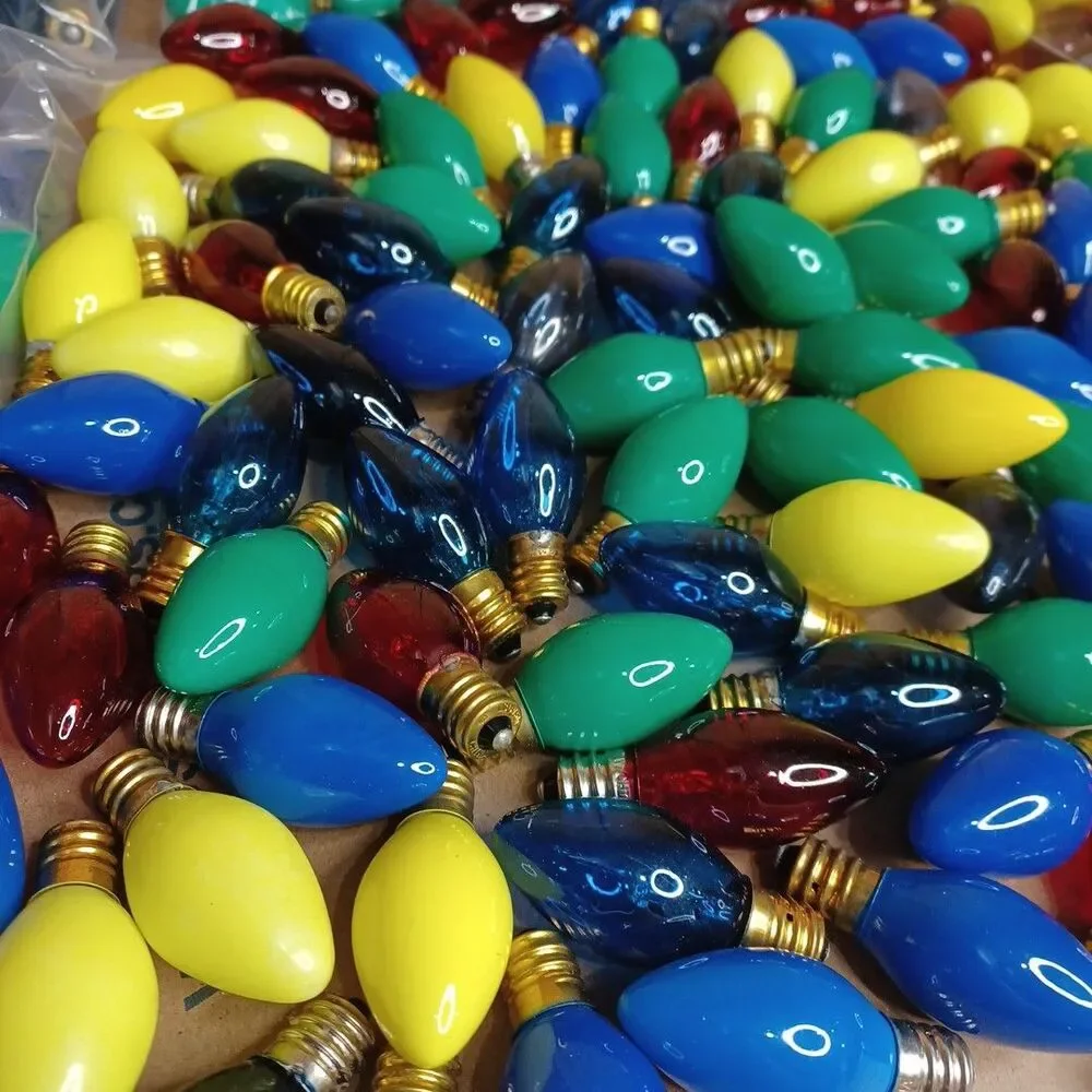 Lot 100 Colored Christmas Light Bulbs - C 7 Show Light Multicolor Outdoor Indoor